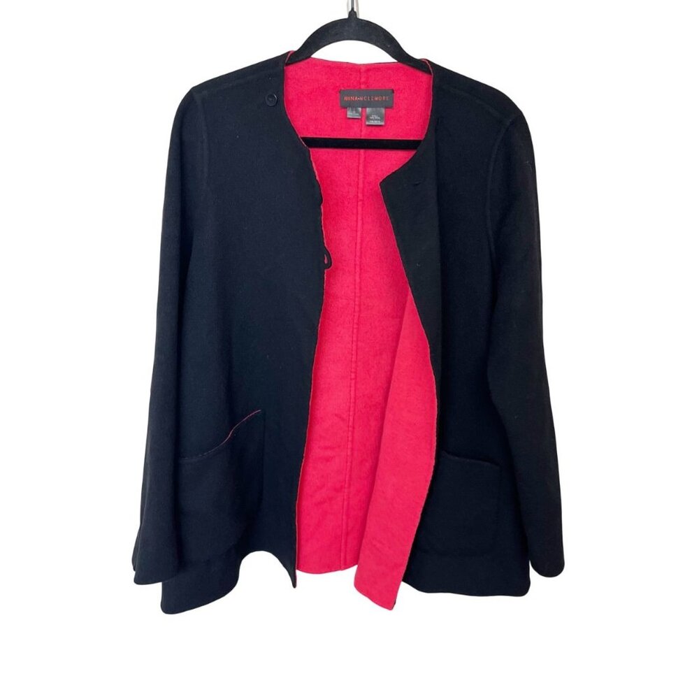 Nina Mclemore‎ Black Wool Jacket Artsy - Women's Size 10